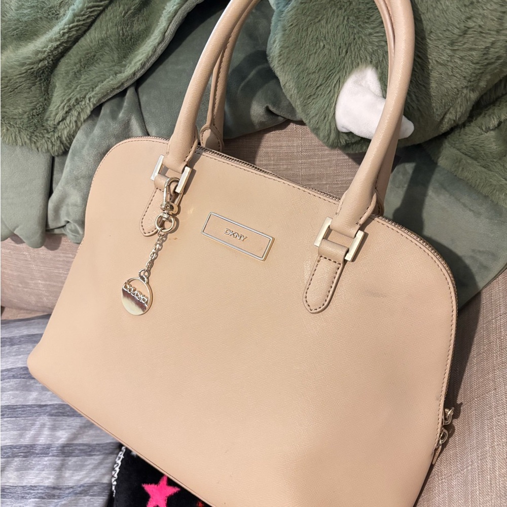 DKNY Tan Satchel with Charm